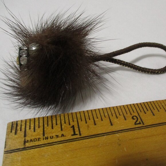 Fancy Real Fur Pony Tail Holder Rubber Band Faux Pearls - Picture 5 of 7